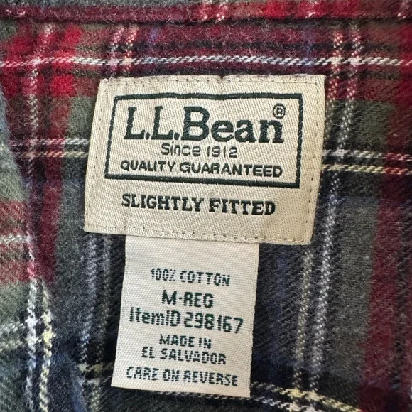 L.L. Bean Red and Gray Plaid Casual Shirt - Picture 2 of 3
